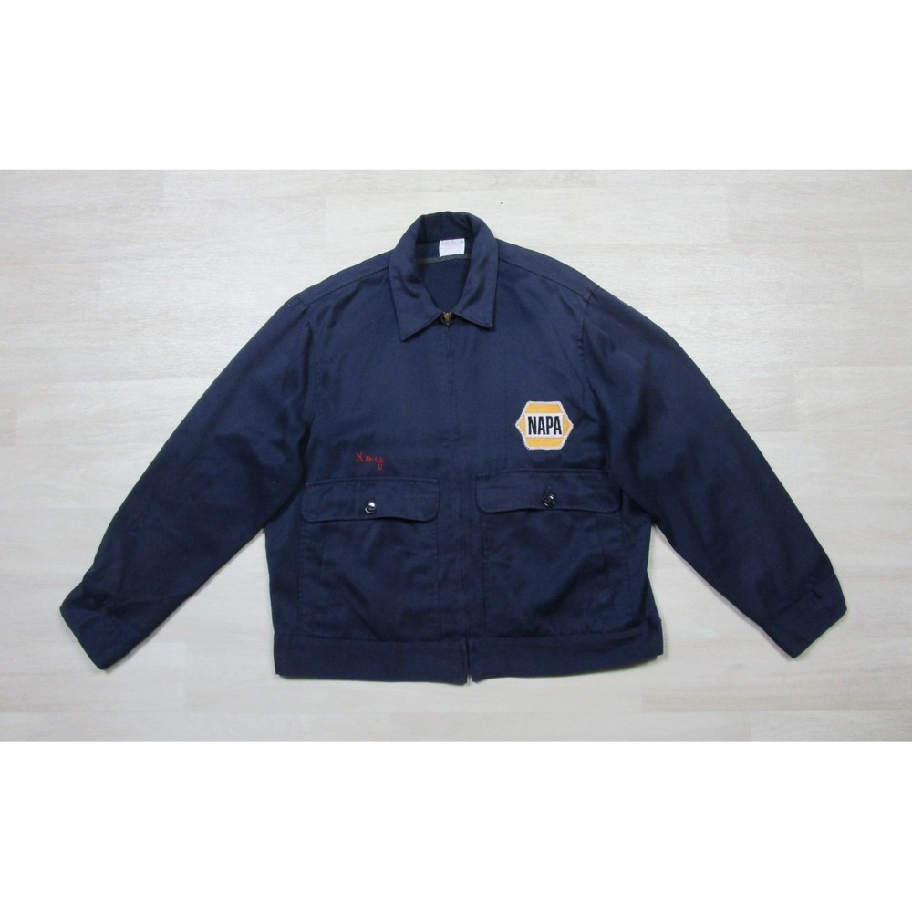Vintage 1950s 60s Sanforized Gaberdine Work Jacket Sz 42 NAPA Auto Mechanic Roy